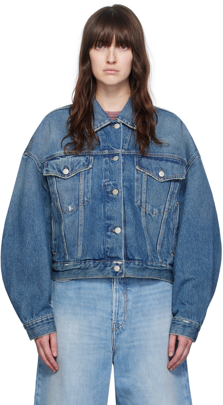 

Синяя свободная укороченная джинсовая куртка Acne Studios, Mid blue