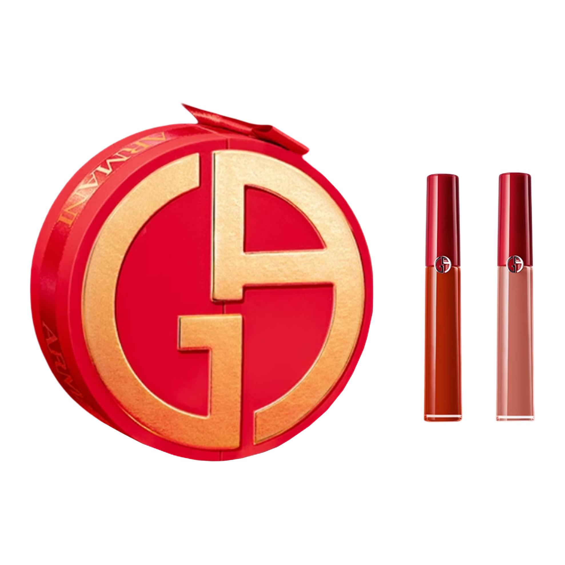 

GIORGIO ARMANI Ограниченный рождественский красный тюбик блеска для губ набор макияжа натуральный оттенок 6,5мл+6,5мл