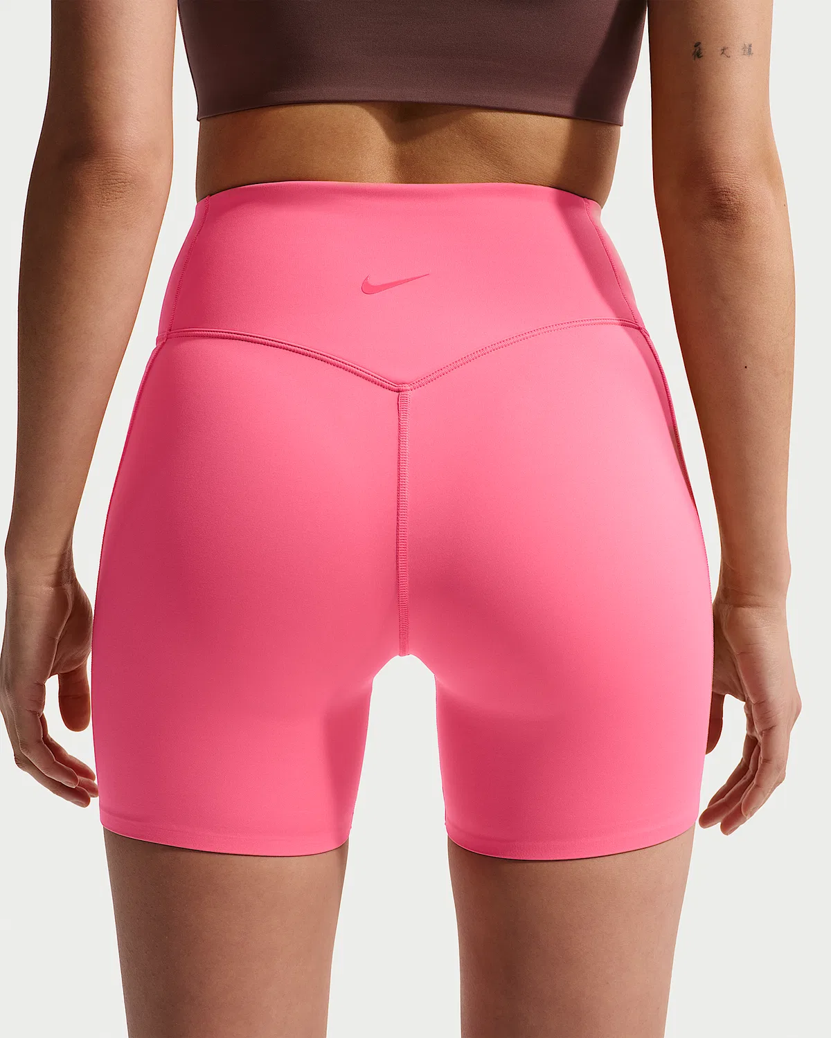 Женские высокие велосипедки Nike Universa 5" без переднего шва, Sea Coral/Lobster/Light Fusion Red — фото 3