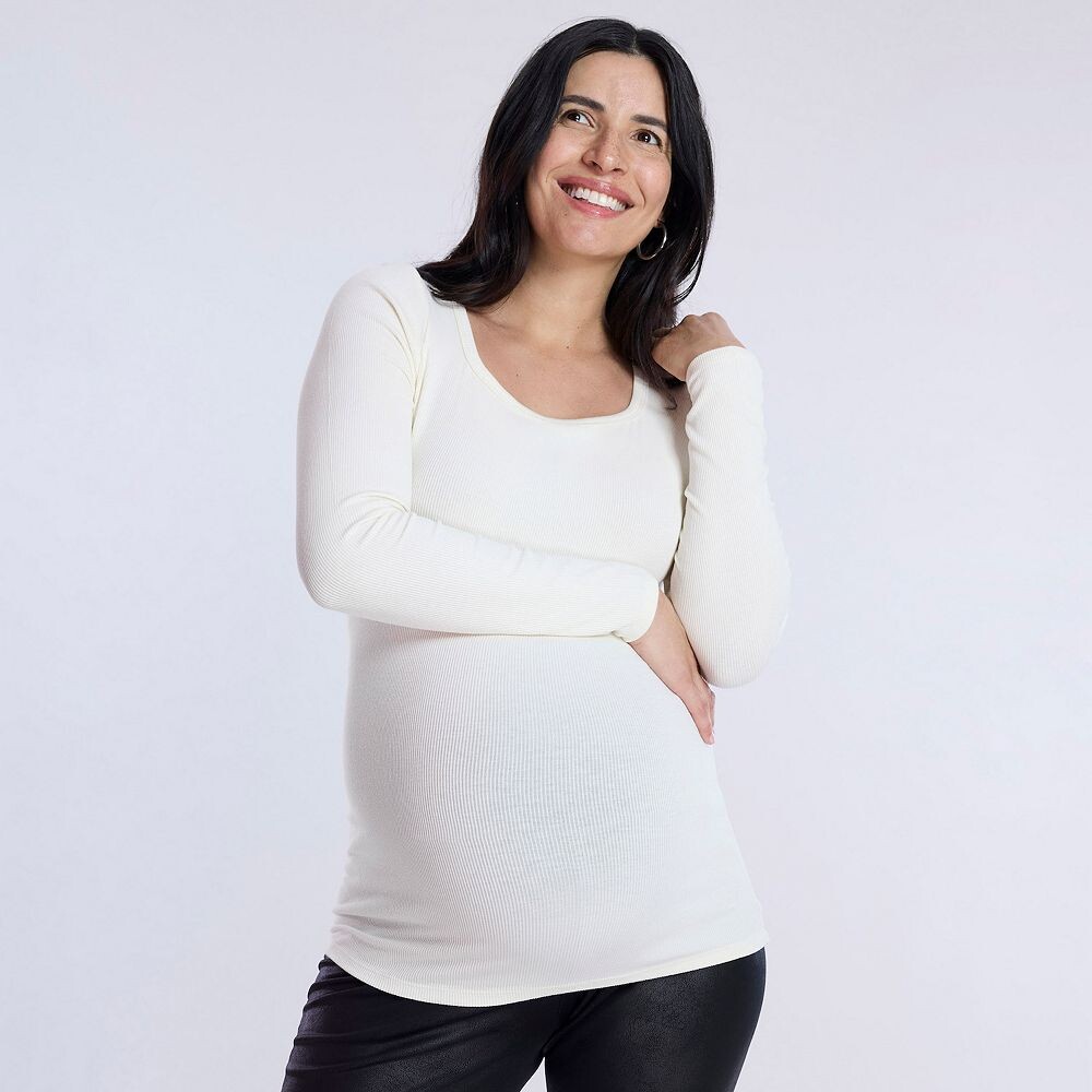 

Футболка Maternity Motherhood с квадратным вырезом и длинными рукавами, цвет Winter White