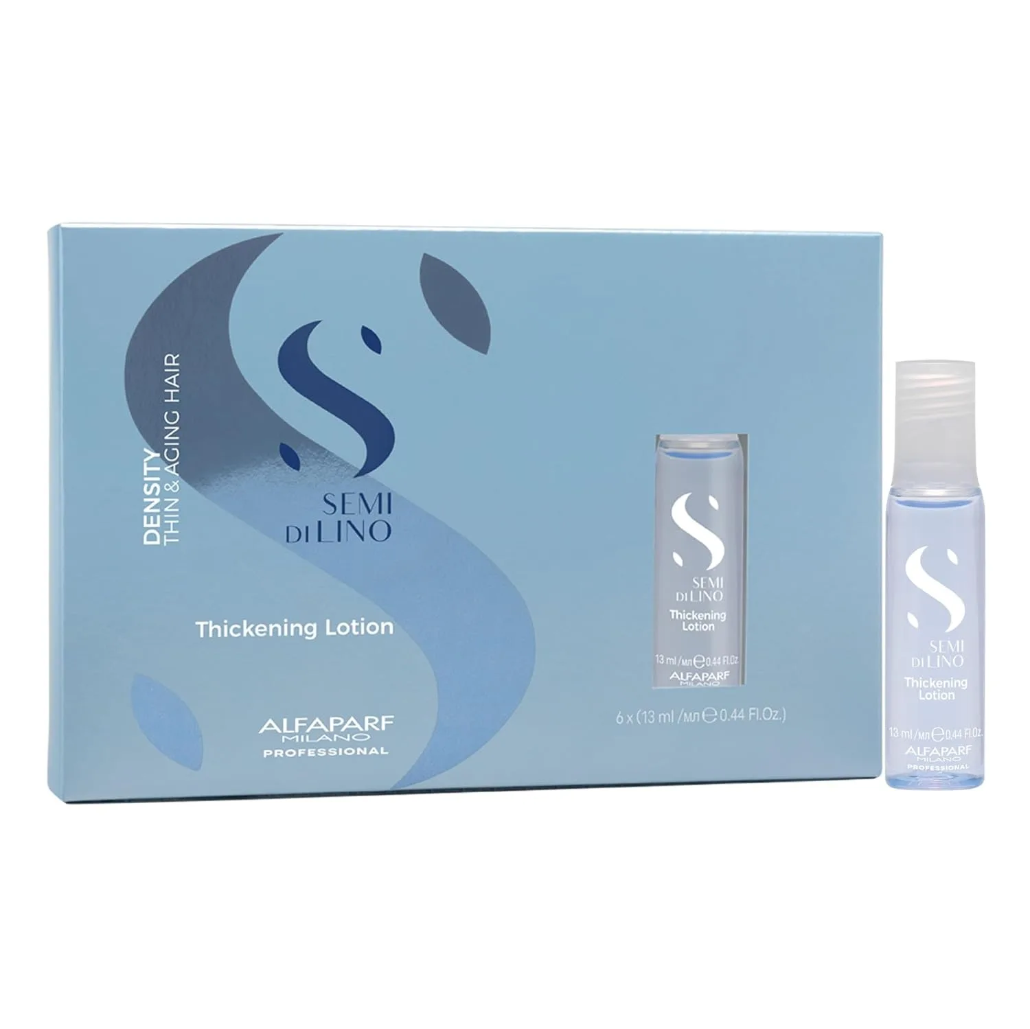 Alfaparf Milano Semi di Lino Density Thickening Leave-In Treatment for Thin Hair - Термозащита - Придает объем и густоту волосам - Средство для придания объема - Молодые и густые волосы - 6 флаконов