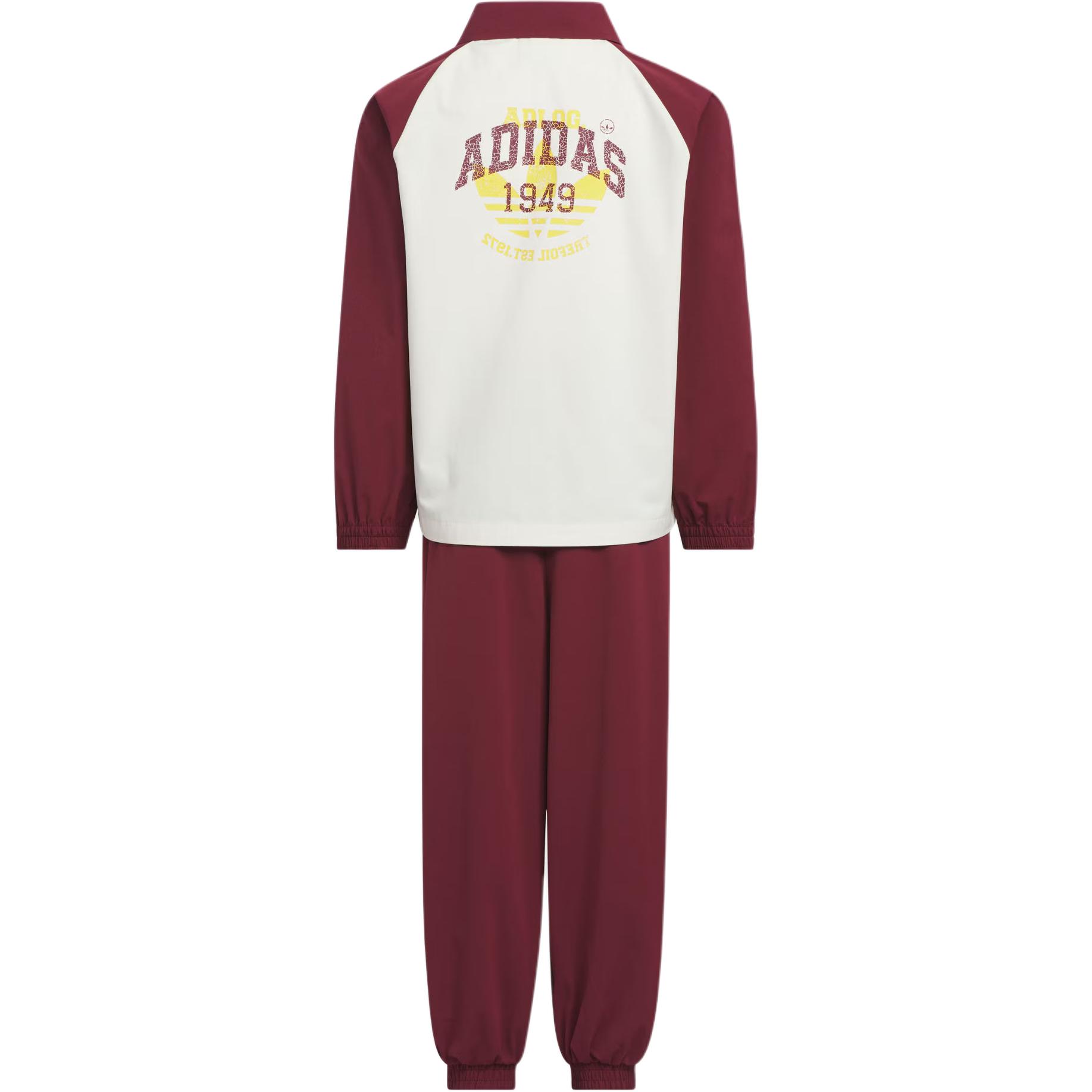 Детский баскетбольный спортивный костюм Casual Sportswear SS25 из ткани Woven, 2 предмета Adidas Originals, белый/темно-красный — фото 2