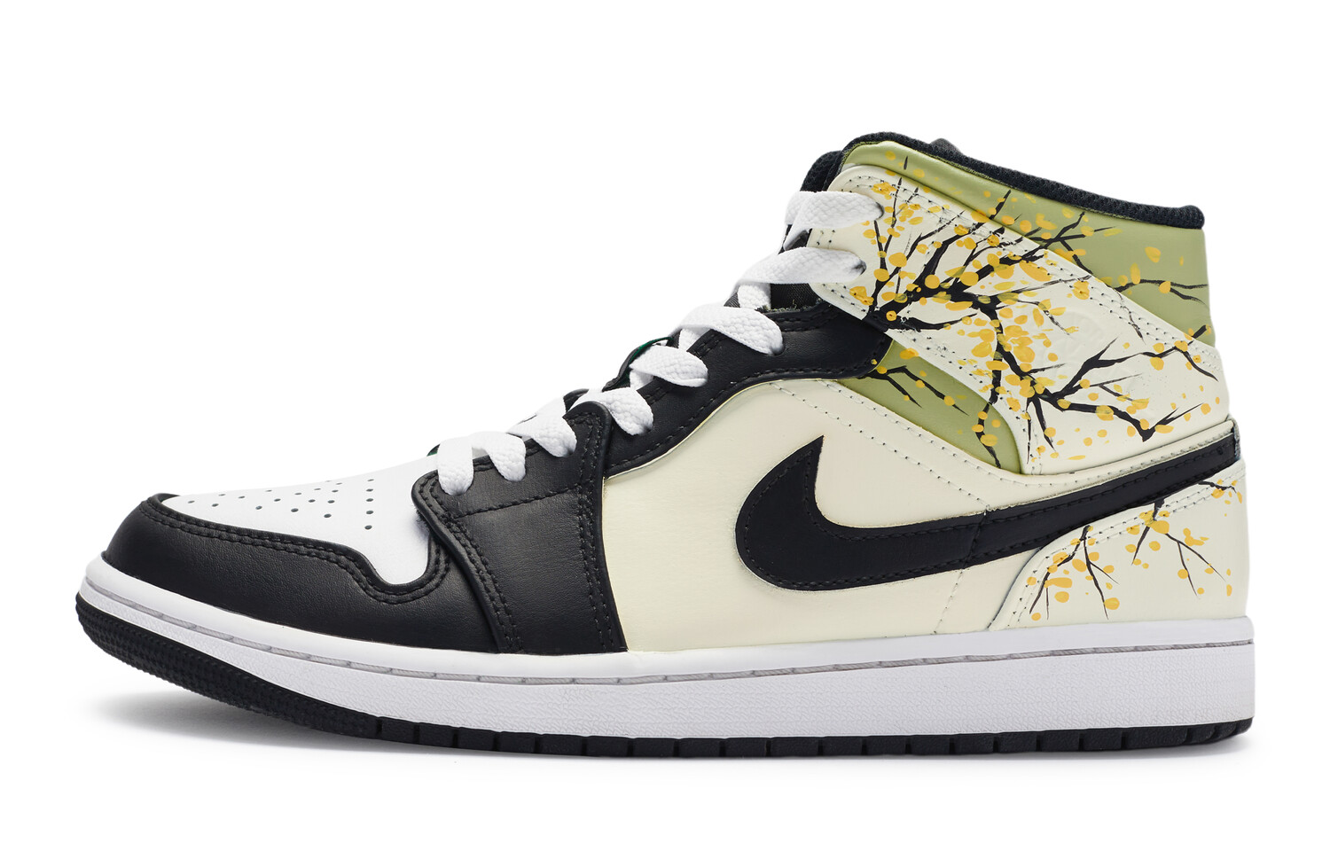 

Кроссовки Air Jordan 1 Vintage Basketball Shoes Women's Mid-top Black/white, желтый/черный/белый
