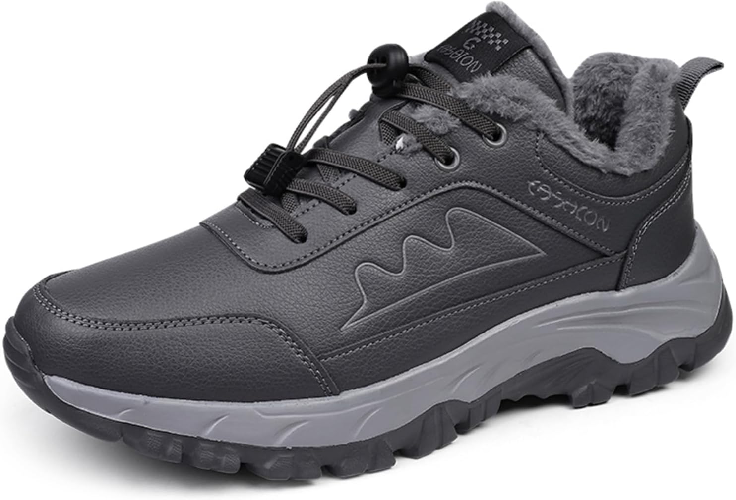 

Мужские зимние теплые кроссовки для улицы, черные повседневные, анти-снежные, с плоской подошвой, с мехом, для мужчин и пожилых Generic