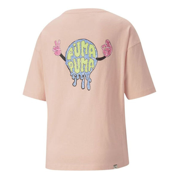 

Футболка downtown graphic printing causual sports round collar female pink Puma, розовый