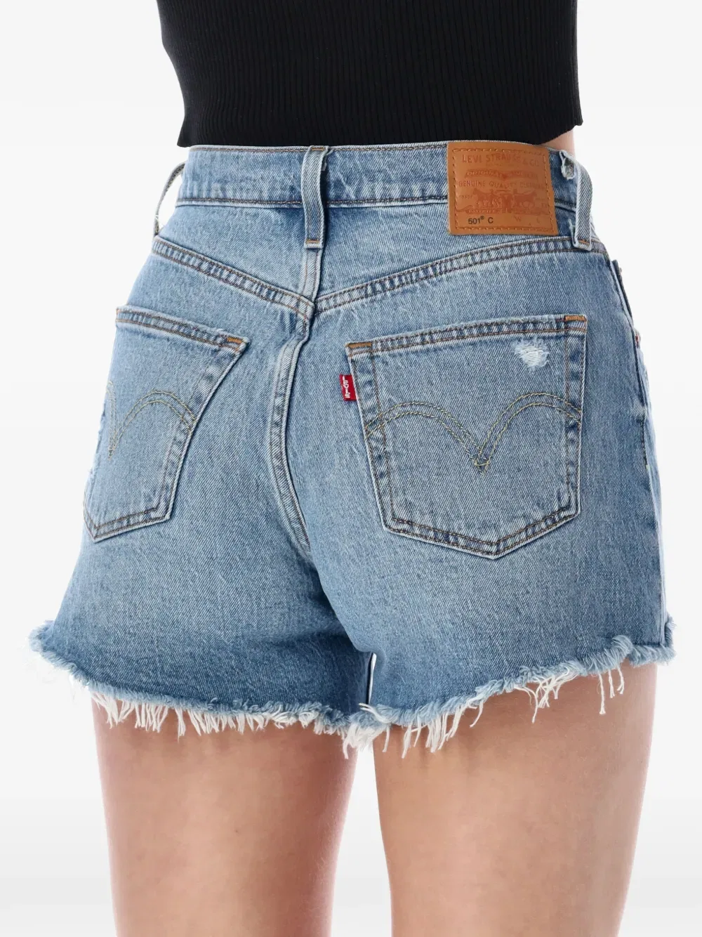 Шорты джинсовые изогнутые потертые Levi'S, синий — фото 3