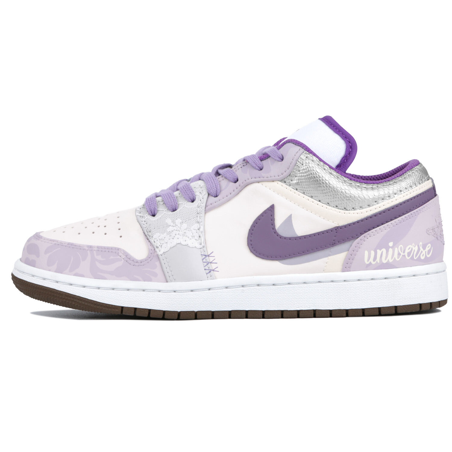 

Кроссовки Air Jordan 1 Vintage Basketball Shoes Women's Low-top White/purple, фиолетовый