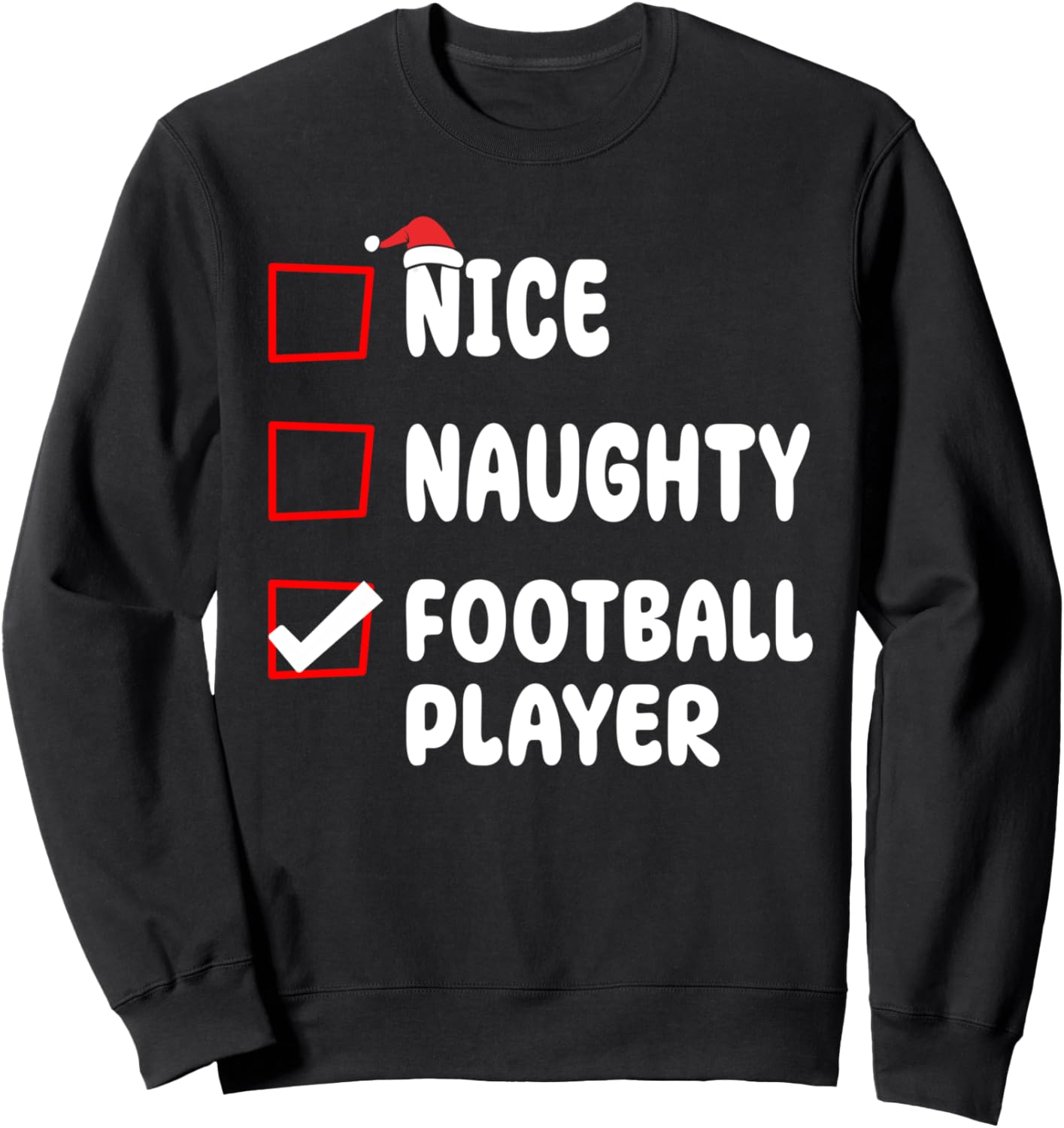 

Список непослушных футболистов на Рождество. Забавная толстовка с Санта-Клаусом на Рождество Nice Naughty List Christmas Funny Xmas Store, черный
