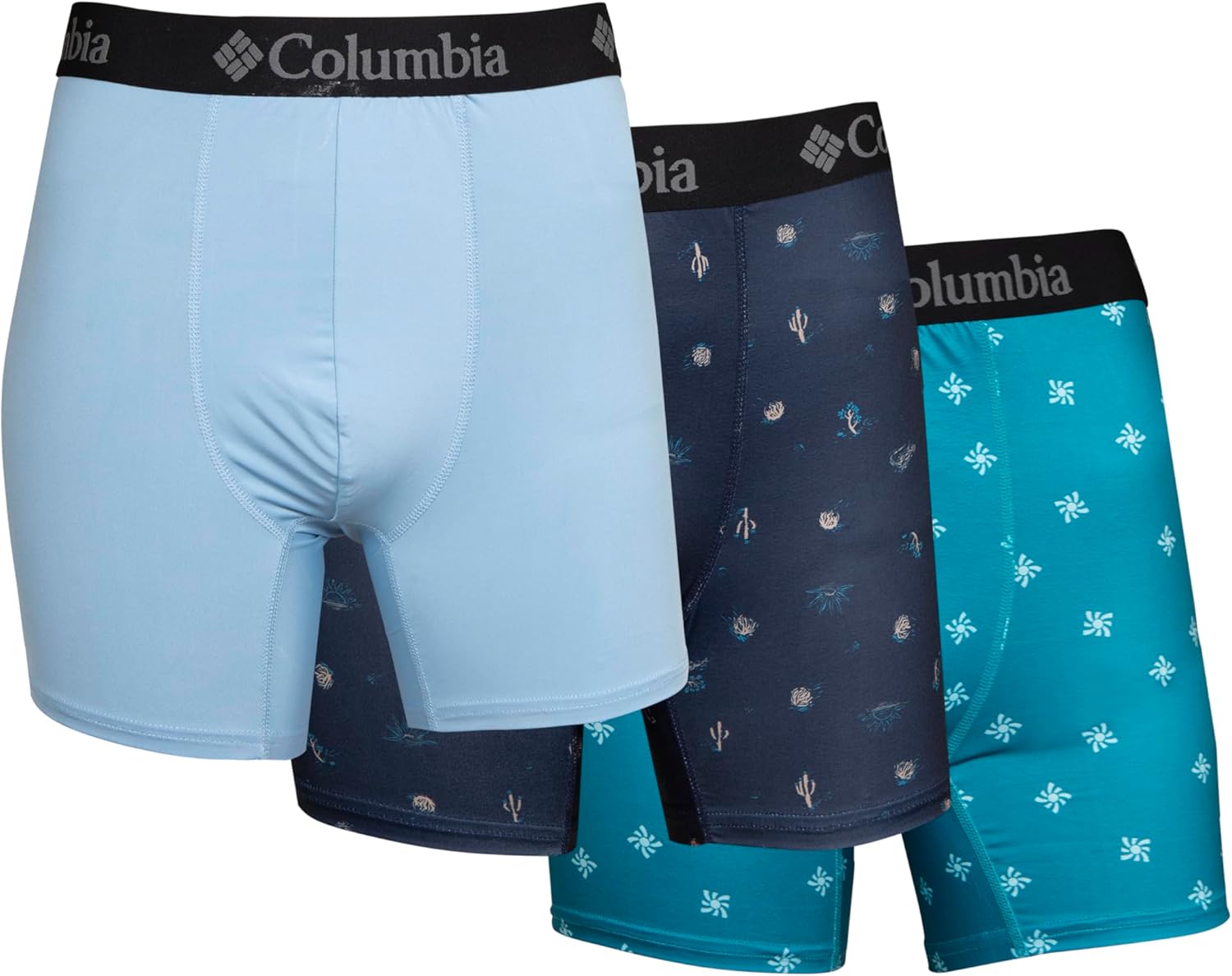 

Комплект из 3 однотонных трусов-боксеров Columbia из полиэстера/стрейча с принтом, студенческие, Multicolour