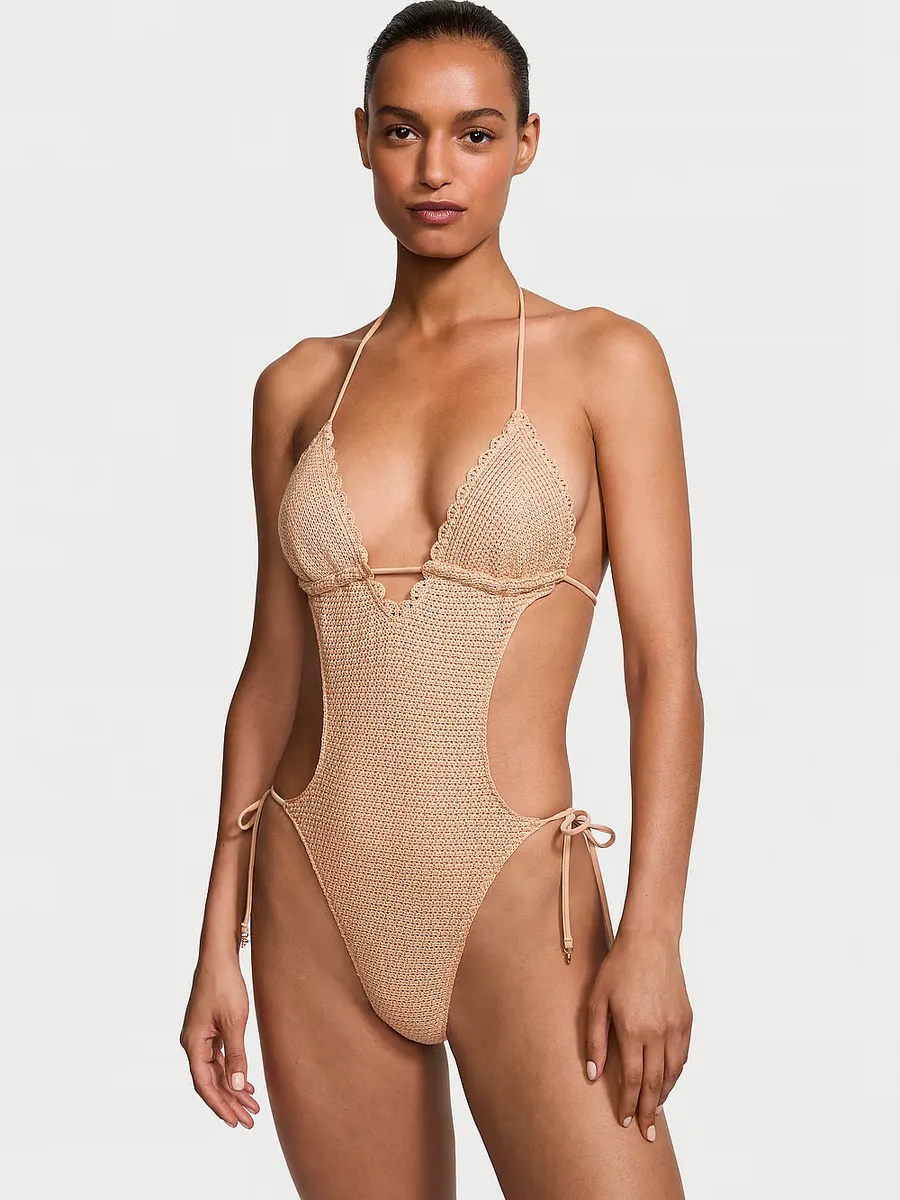 

Цельный купальник монокини крючком Victoria'S Secret Swim, цвет Toasted Sugar