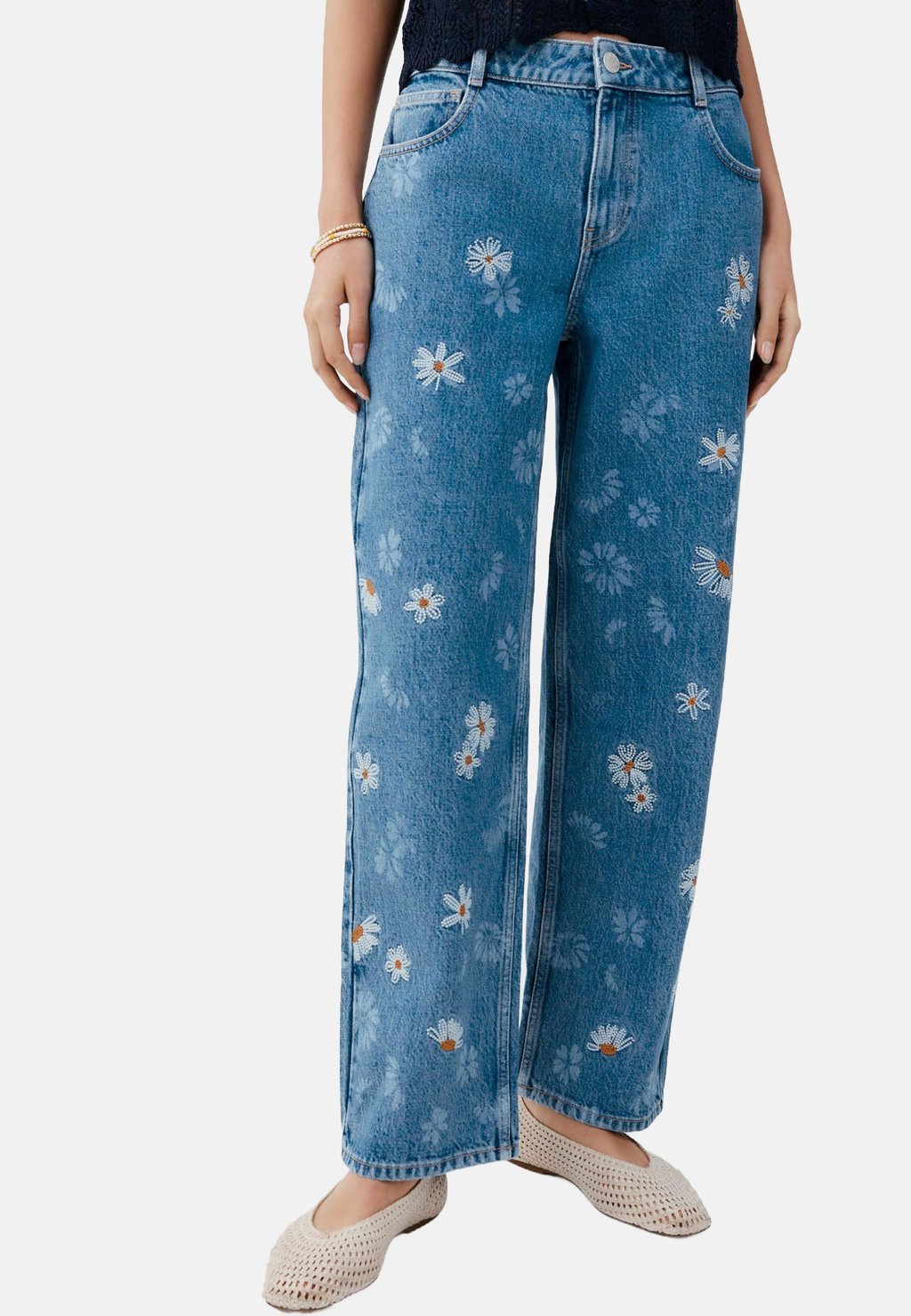 

Джинсы прямого кроя DAISY EMBROIDERED WIDE Next, синий