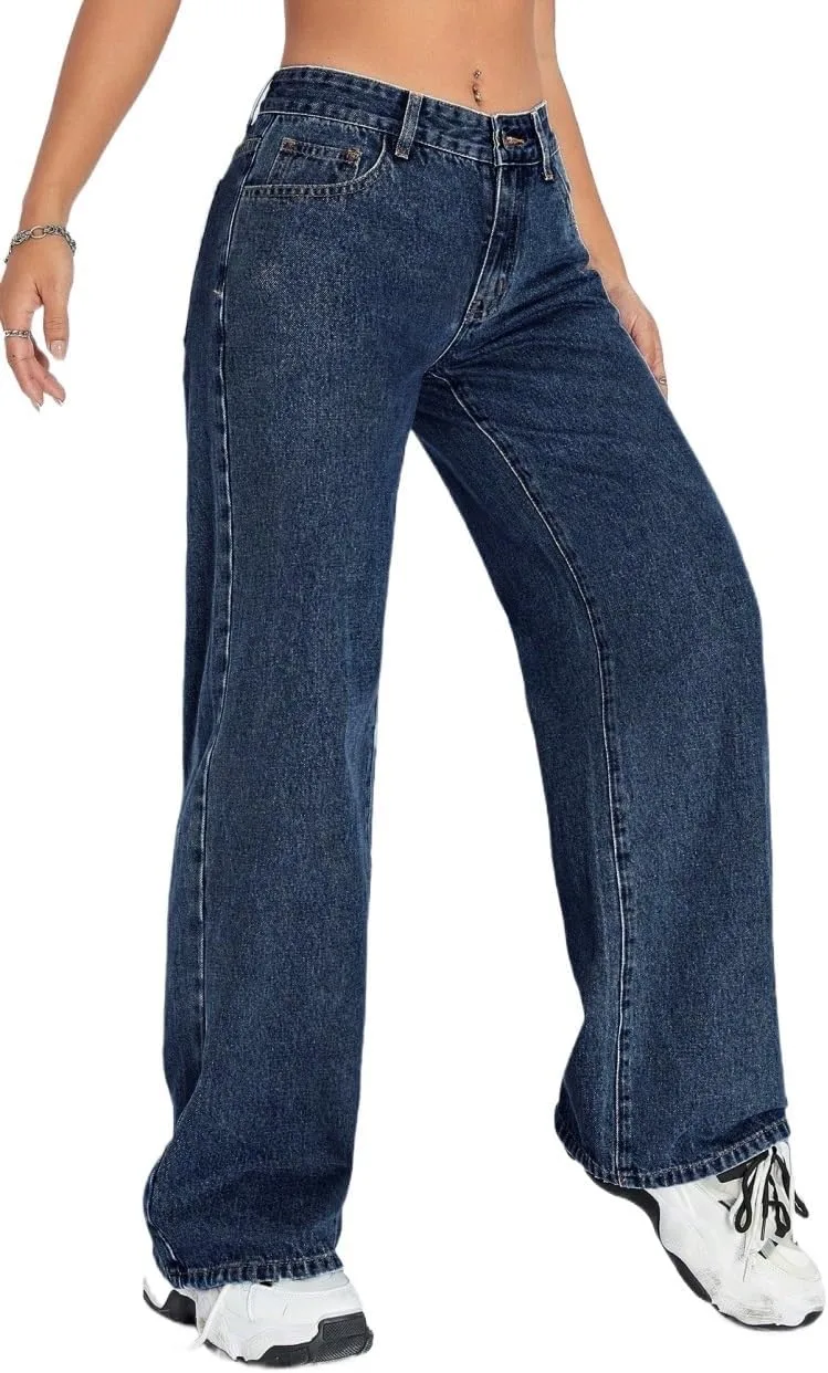 Женские классические джинсы Mid-Rise Loose Fit Generic, Dark Wash