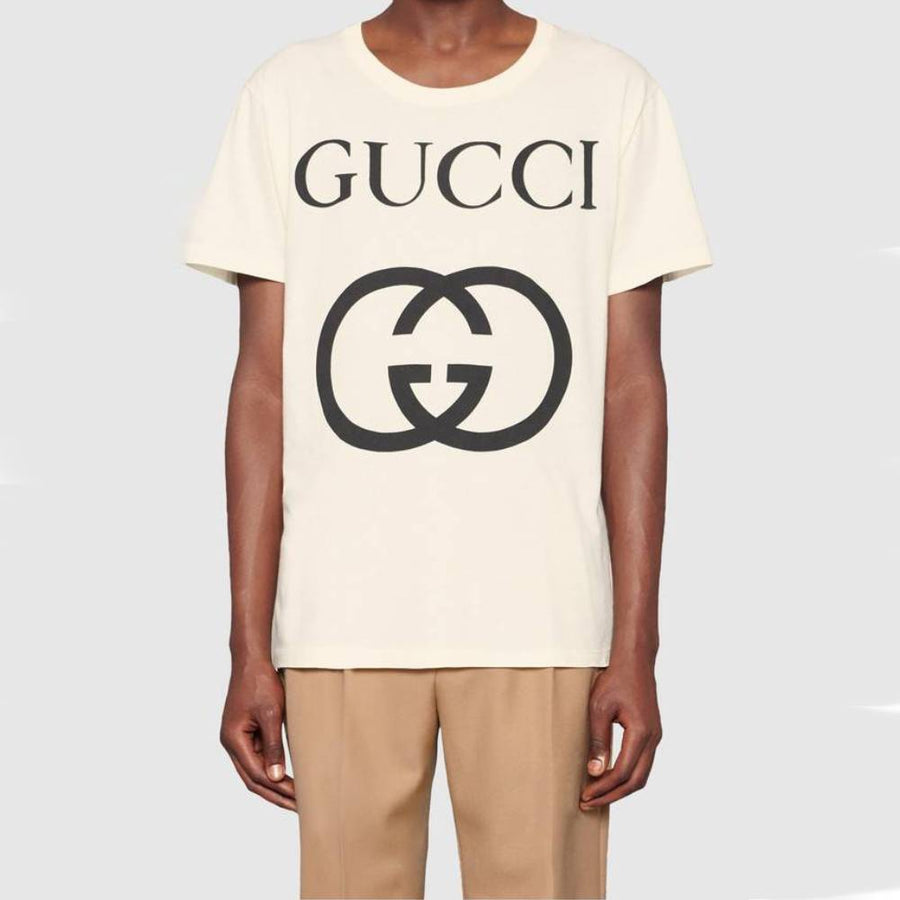 Футболка Gucci Interlock G Large Short Sleeve Unisex, кремово-белый — фото 3