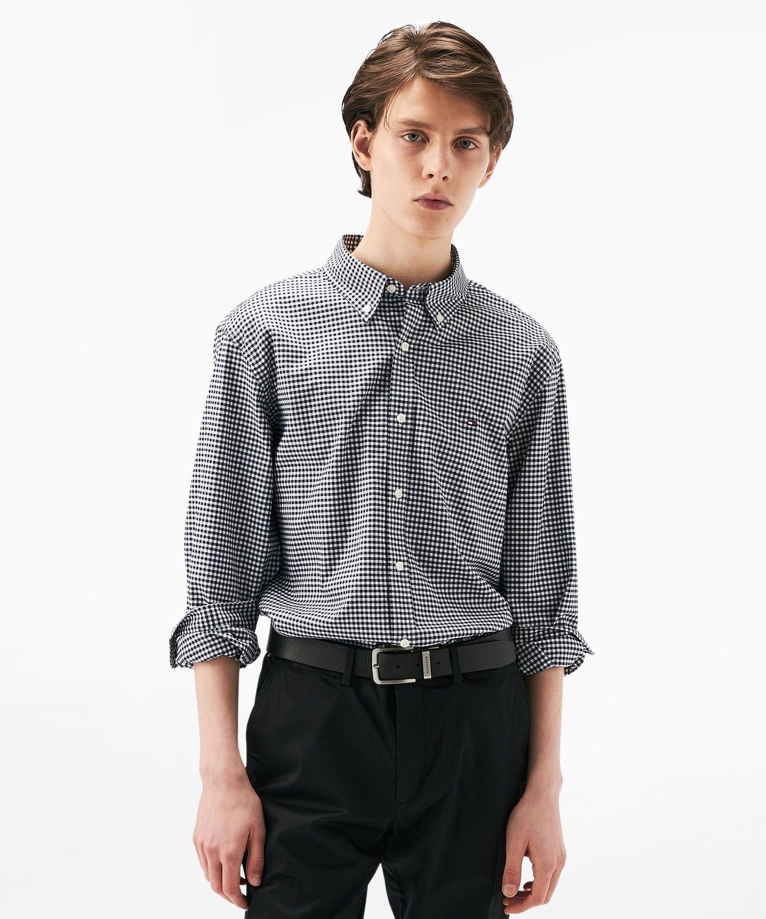 Рубашка с длинным рукавом в клетку «Оксфорд» TOMMY HILFIGER, Black 0MS