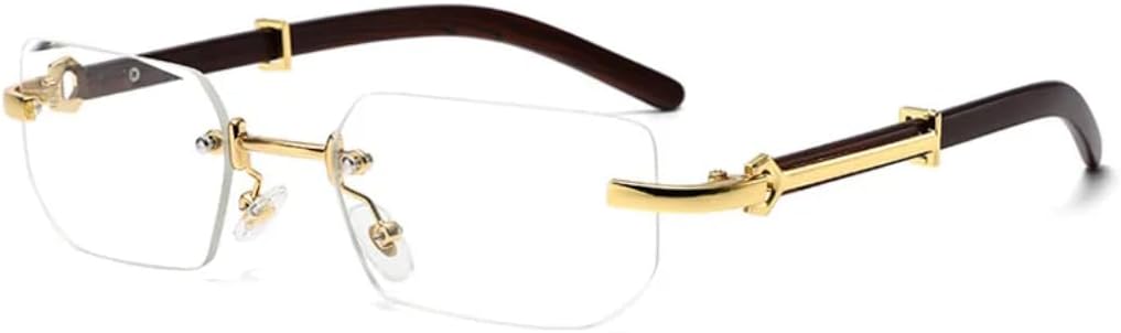 

Роскошные безободковые металлические квадратные солнцезащитные очки для женщин, модные винтажные солнцезащитные очки для мужчин, защищающие от УФ-излучения (UV400) TVTBBVV, Gold