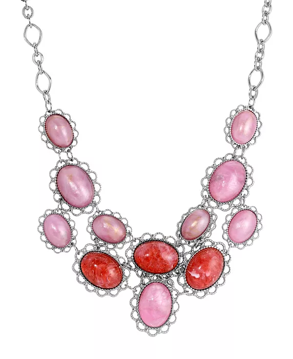 

Ожерелье-Нагрудник из овального розового акрилового камня 2028, pink