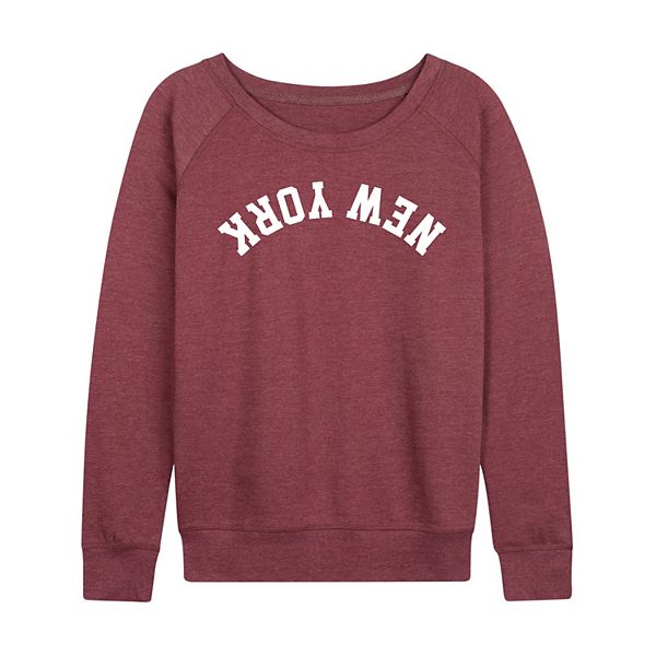 

Женская футболка с длинным рукавом New York Upside Down из французского флиса Licensed Character, Heather Maroon