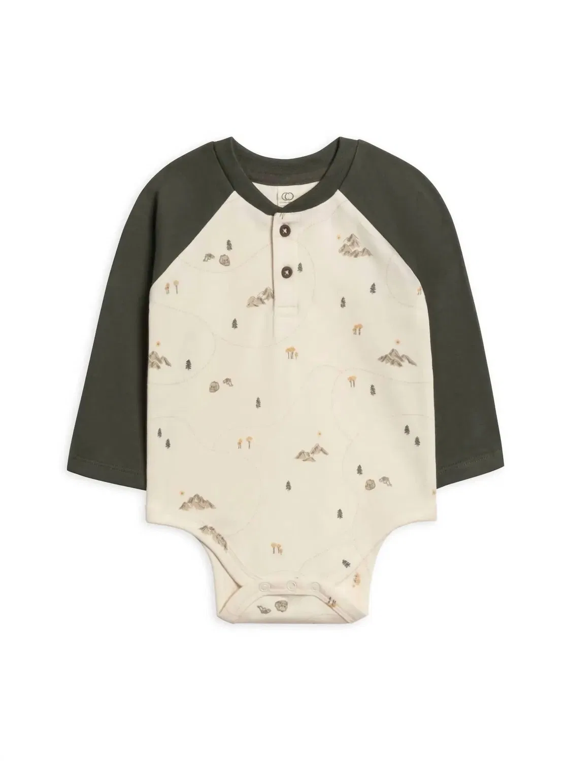 Colored Organics Детский боди Lucas Raglan Henley бежевого цвета