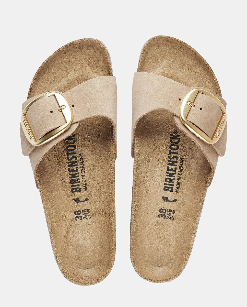 Женские сандалии Madrid с большой пряжкой из нубука Birkenstock, коричневый — фото 2