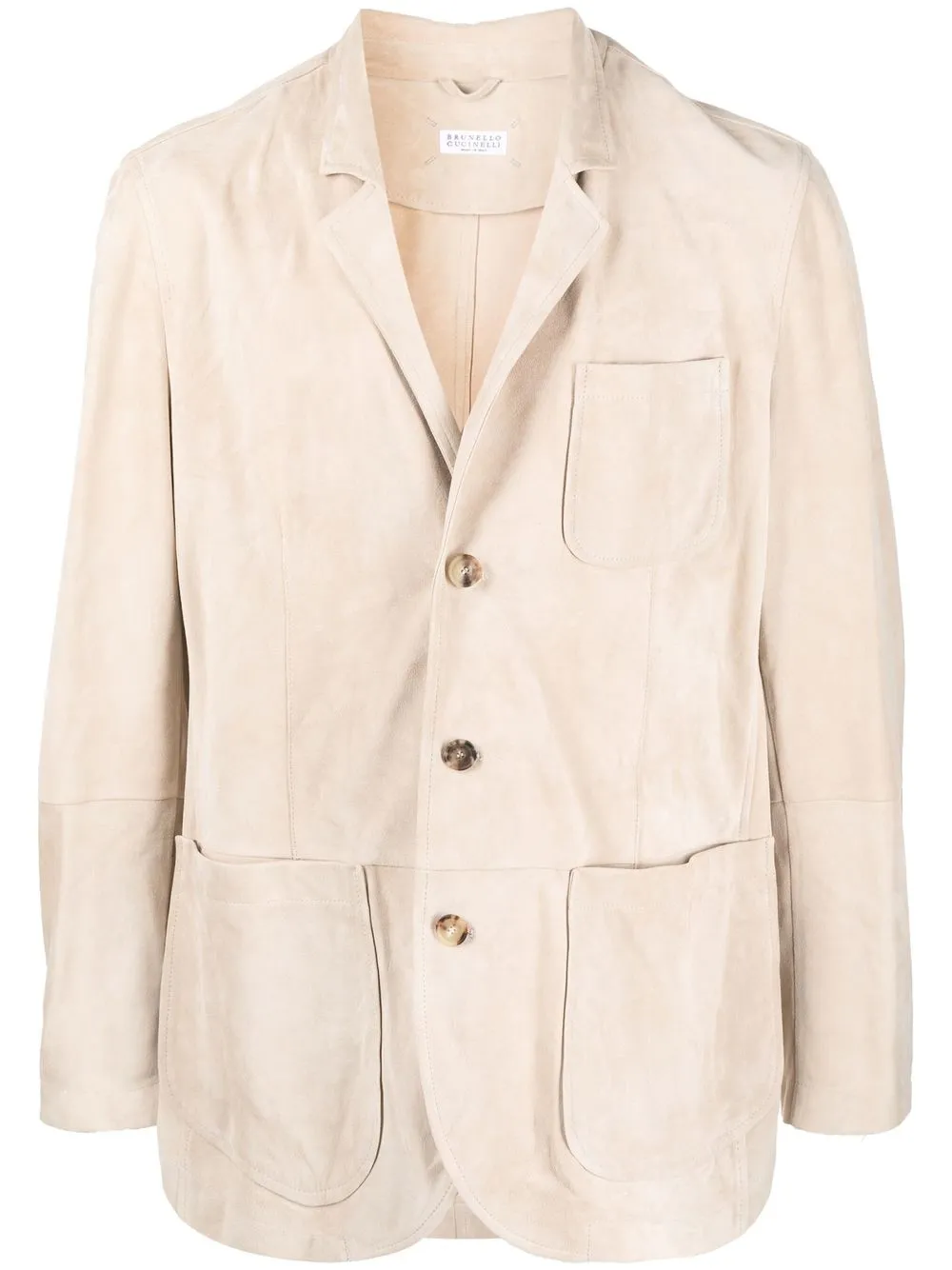 

Кожаная куртка на пуговицах Brunello Cucinelli, нейтральный