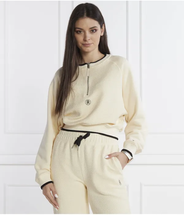 Текстурированная толстовка Cropped fit Tommy Hilfiger, белый — фото 3