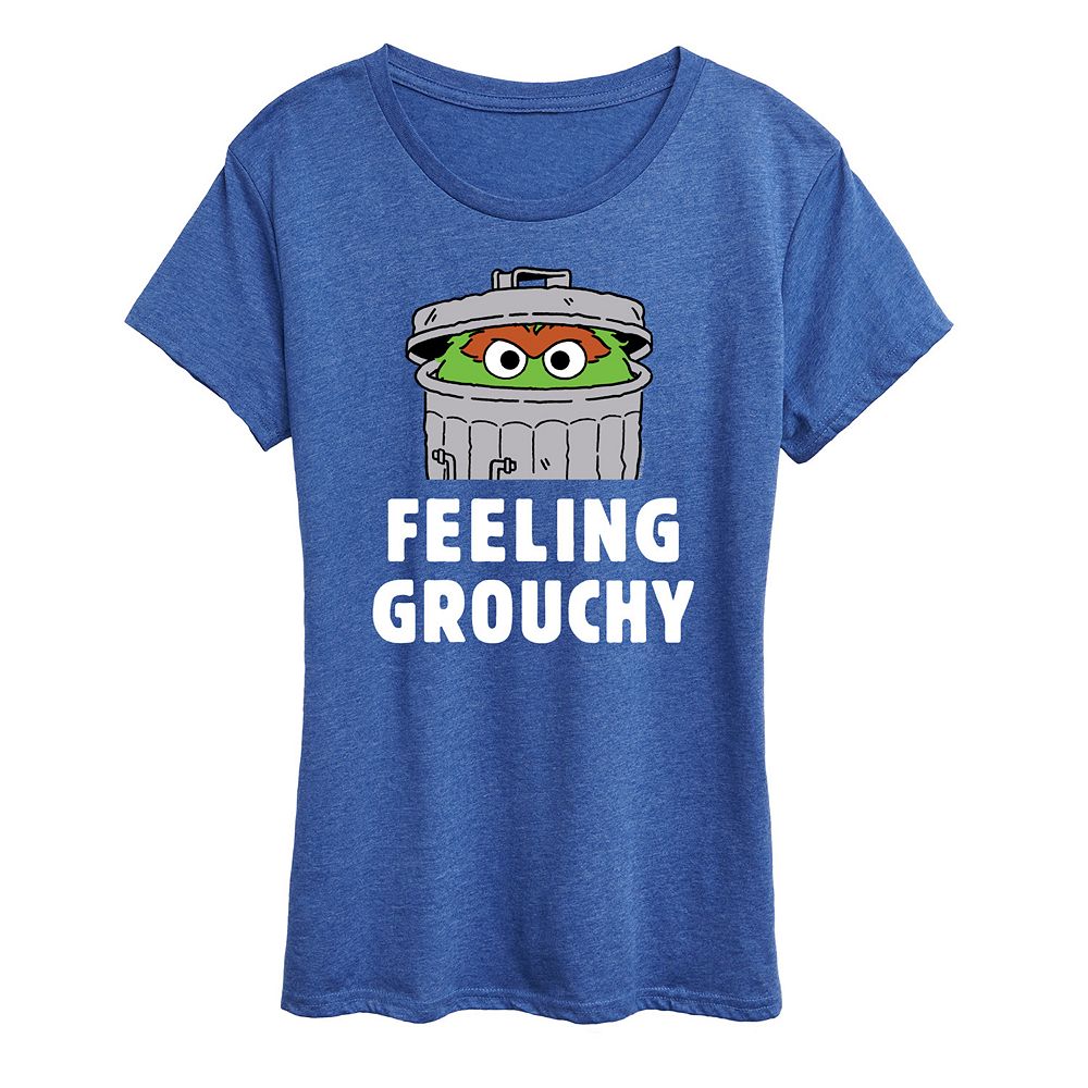 

Женская футболка с рисунком «Улица Сезам» с рисунком Grouchy Licensed Character, цвет Heather Royal Blue