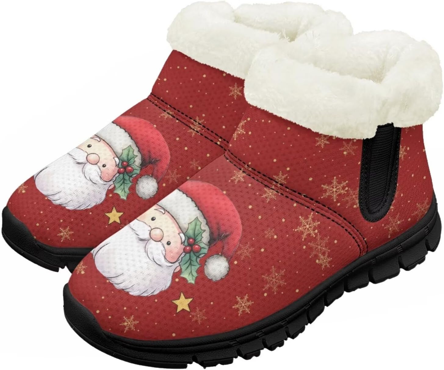 

Юношеские ботинки для мальчиков и девочек, зимние теплые ботинки, противоскользящие легкие уличные туфли для холодной погоды Chririnla, Cute Santa Claus