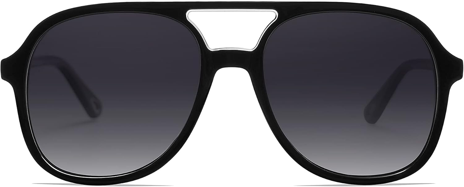 

Ретро поляризованные солнцезащитные очки-авиаторы для женщин и мужчин, винтажные, с двойной перемычкой, квадратной формы, модель AP3606 Appassal, C1 Black Frame/Grey Lens