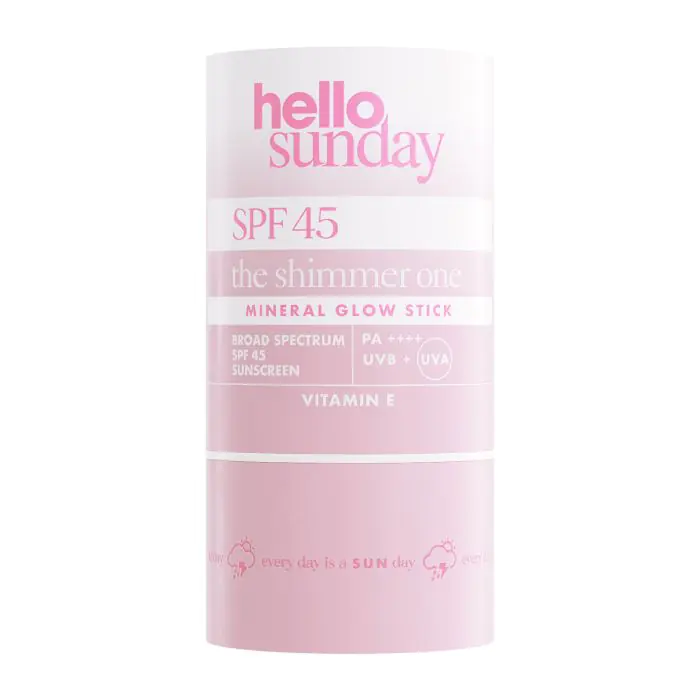 

Солнцезащитный крем the shimmer one mineral glow stick spf 45 con ácido hialurónico Hello Sunday, вес 20 гр