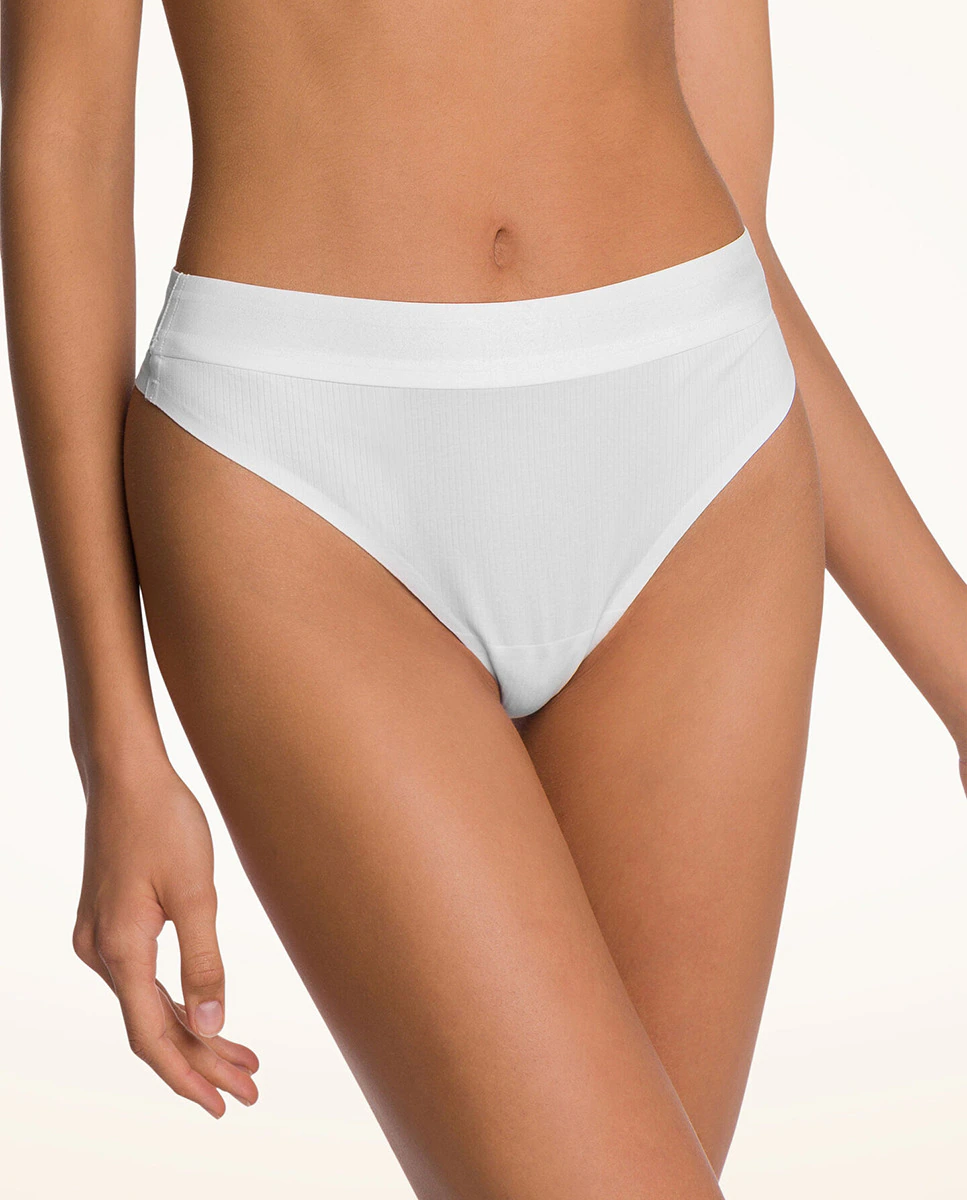 

Стринги из рубчатой ткани с эластичным поясом Wolford, светло-серый