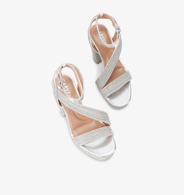 Босоножки Gala на плетеной платформе, украшенные драгоценными камнями Carvela, серебряный — фото 2