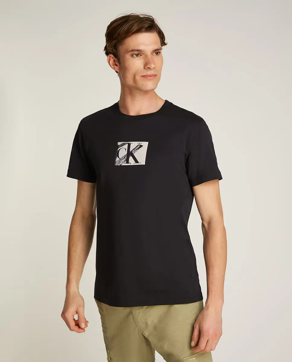 

Мужская футболка с коротким рукавом и монограммой Calvin Klein Jeans, чёрный