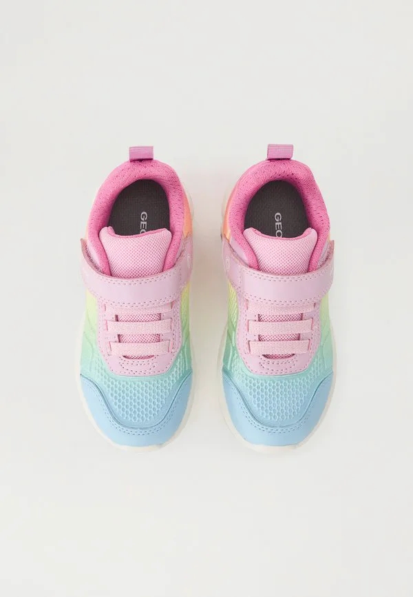 Светящиеся кроссовки для девушек в стиле фадинлайт Geox, Pink/Multicolor — фото 4