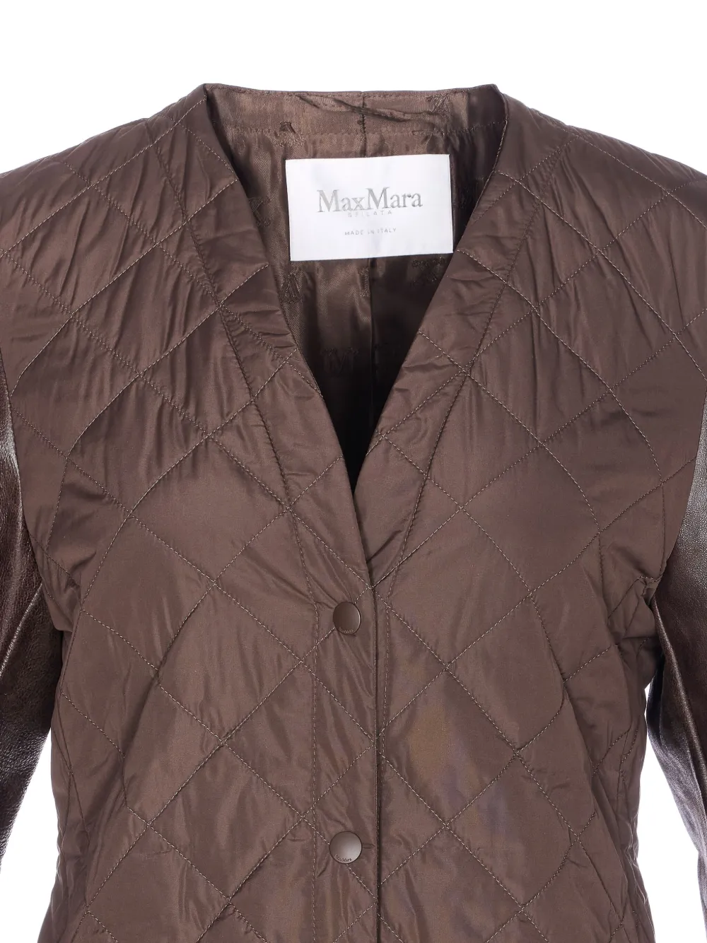 Пальто Berta с простёганными кожаными рукавами Max Mara, коричневый — фото 4