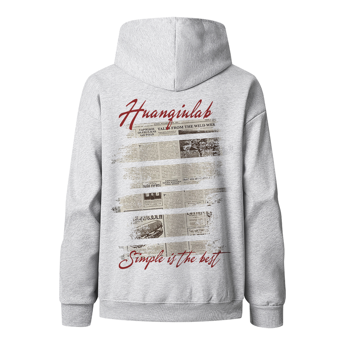 

Толстовка Unisex Hooded Moderate Heavyweight HUANQIU, белый heather серый