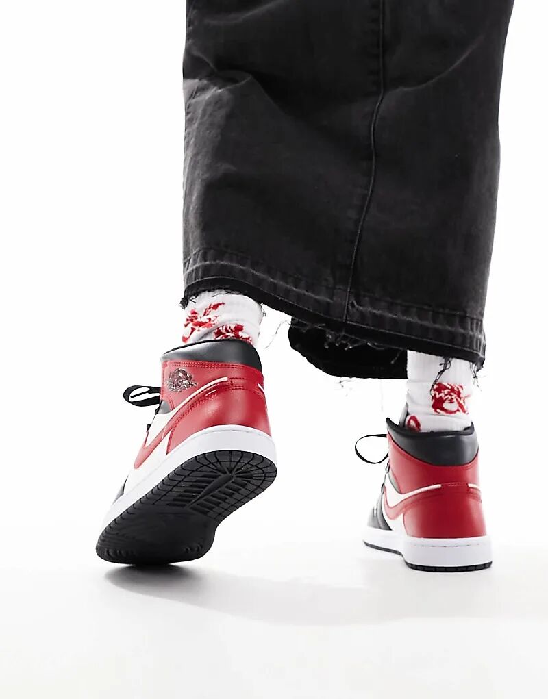Кроссовки Air 1 Mid белого и красного цвета Jordan — фото 3