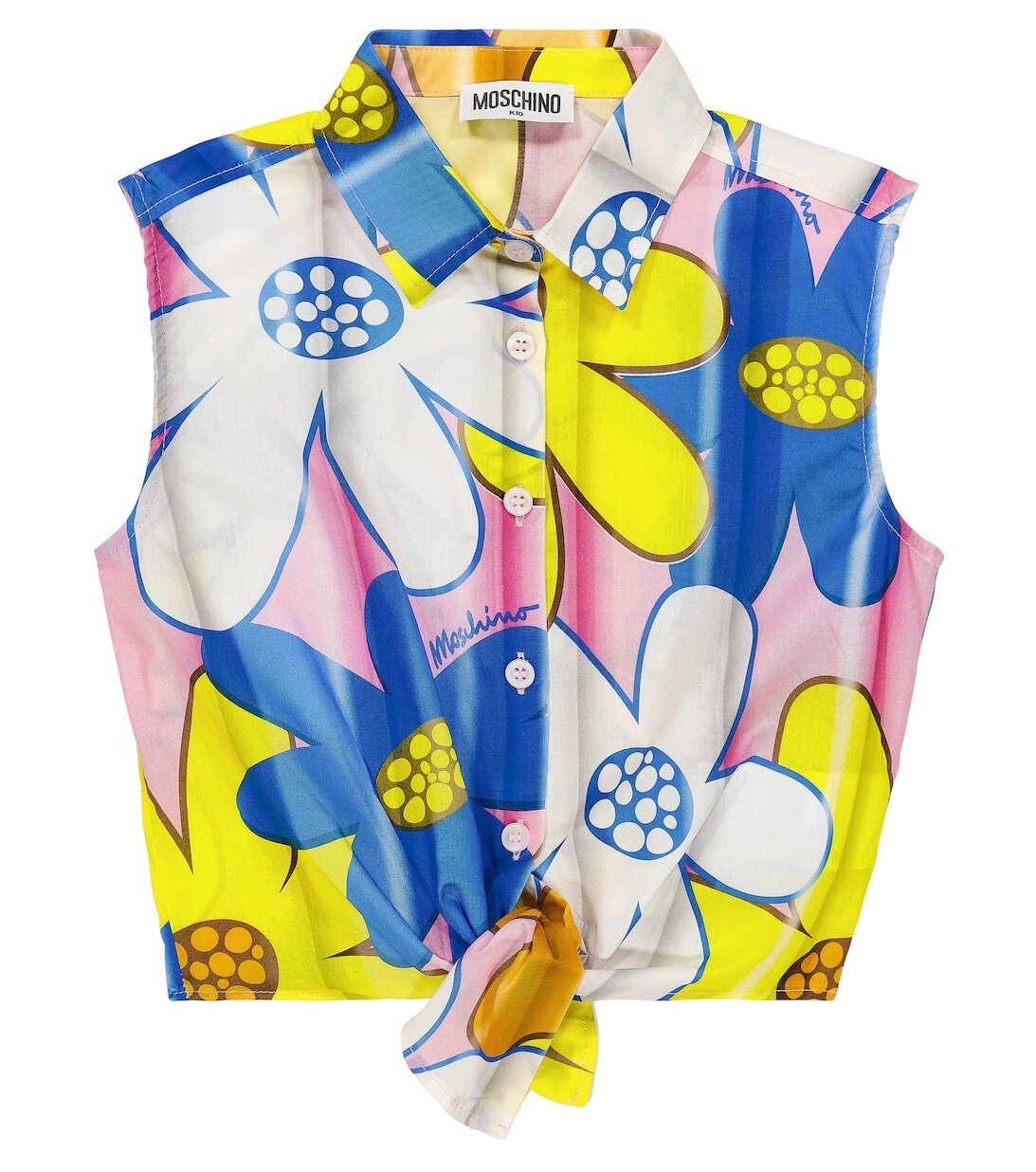 

Топ из смесового хлопка с цветочным принтом Moschino, розовый