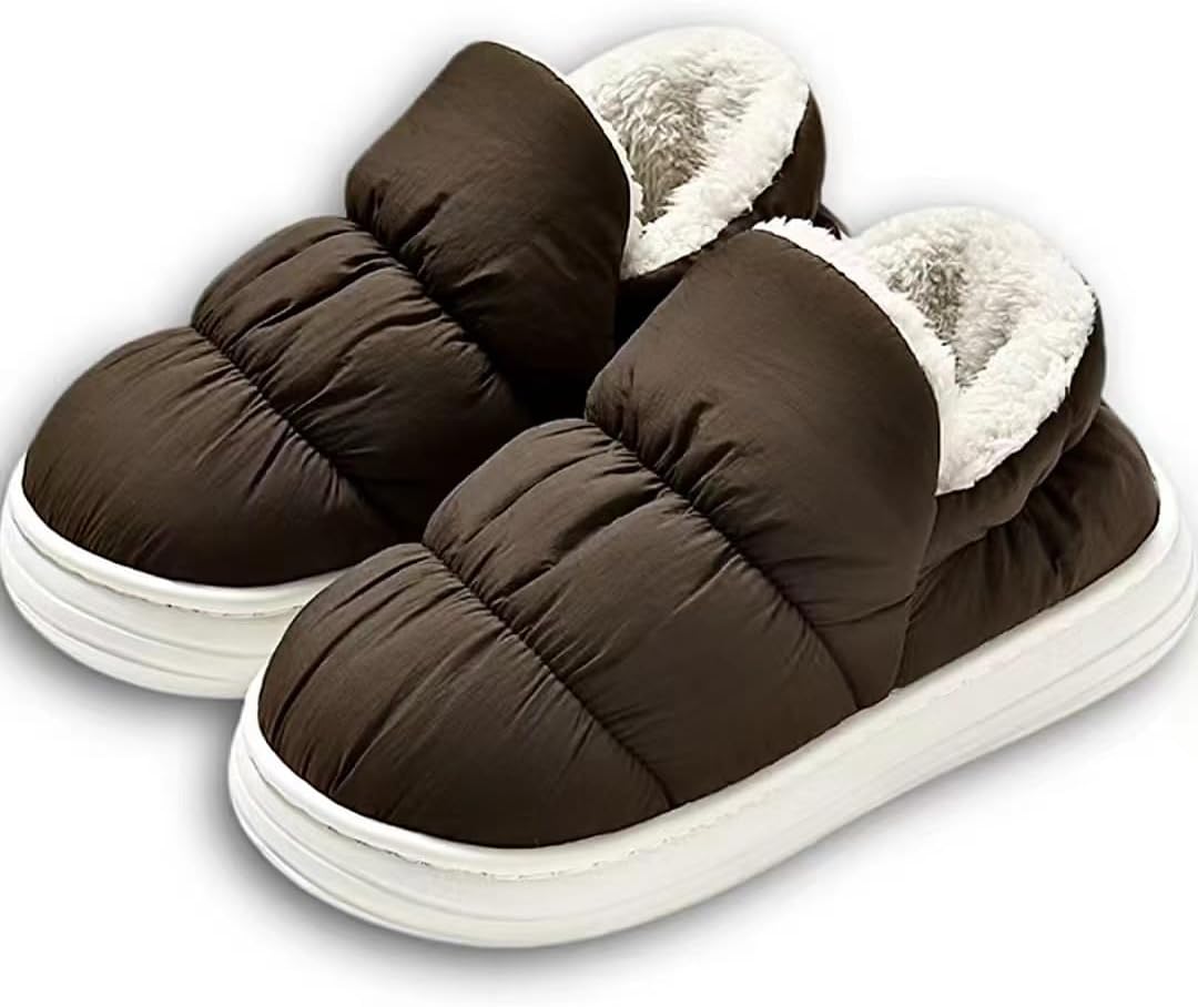 

Стеганые домашние тапочки-пуховики с полным покрытием стопы, ультрамягкой хлопковой подкладкой, флисовой подкладкой и нескользящей подошвой, обеспечивающие комфорт и тепло в течение всего дня, подходят для женщин и мужчин Auraglor, коричневый