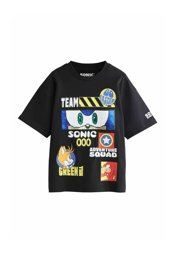 Футболка с принтом Licensed Sonic, Next, черный с пайетками