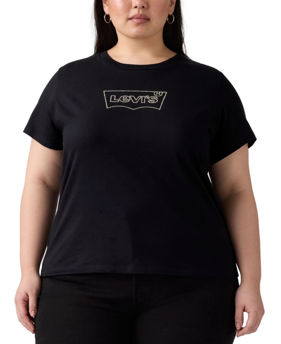 

Хлопковая футболка больших размеров с логотипом и заклепками Levi's, Shine Plus Anthracite