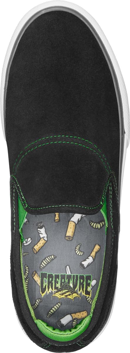 Кеды для скейта Emerica Unisex-Adult Wino G6 Slip-on X Creature, черный/зеленый — фото 2