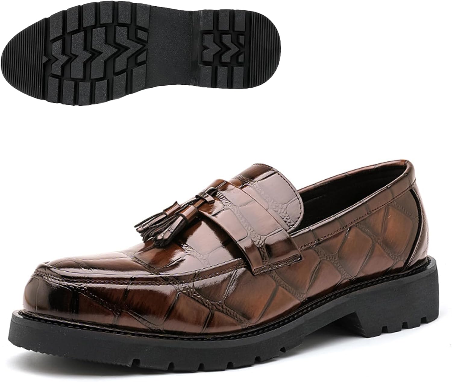 

Мужские модные лоферы NEKGNL с кисточками, роскошные туфли с круглым носком, без шнуровки, низкие, формальные, деловые обувь, повседневные, дышащие, противоскользящие, коричневый