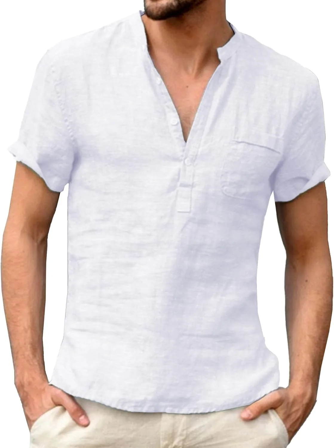 

Мужская футболка с воротником стойкой и планкой на полпуговицы Maiyifu-GJ