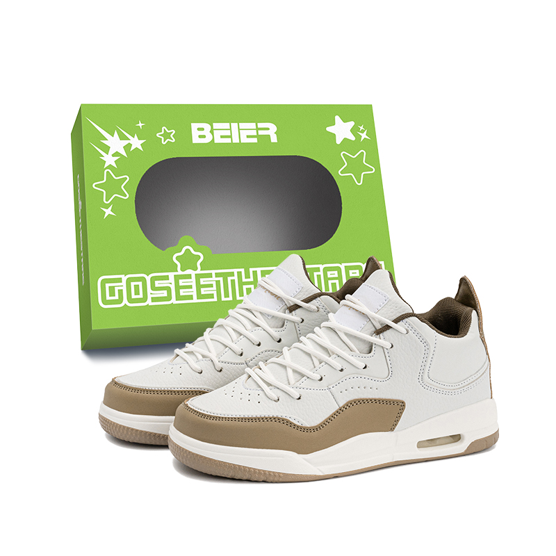 

BEIER Повседневные удобные минималистичные легкие дышащие низкие скейтбордские кроссовки унисекс белый хаки, цвет White Khaki