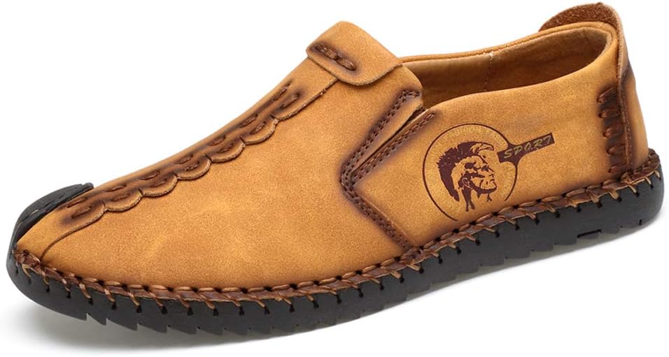 

Мужские спортивные сандалии из кожи, повседневная обувь, мокасины для вождения, уличные балетки, дышащие рыбацкие оксфорды, летние ручной работы, сшитые, удобные Asifn, желтый