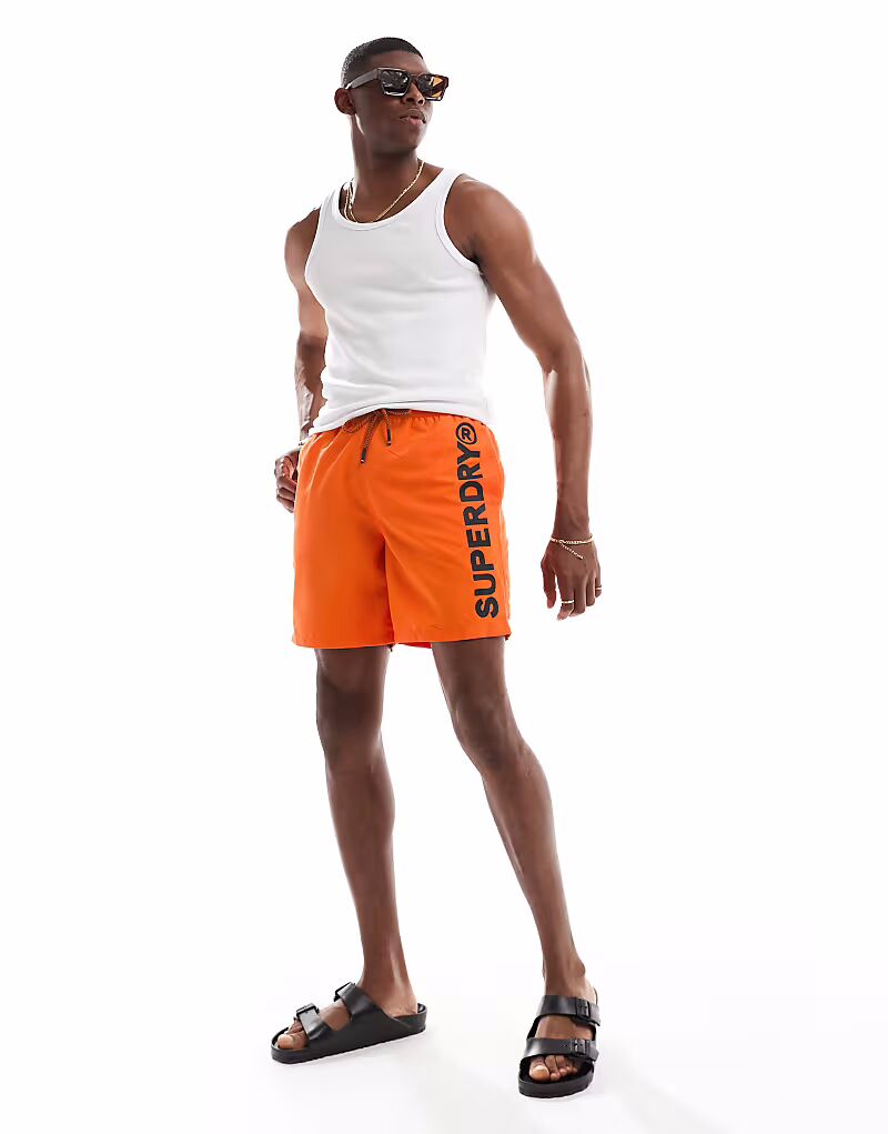 Плавки-шорты Superdry Sport с графическим принтом длиной 17 дюймов в оранжевом цвете Denver — фото 2