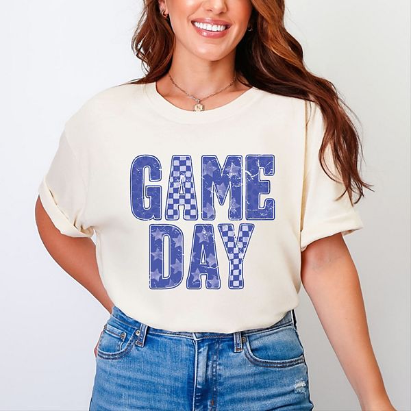 

Футболка Game day синяя в клетку Simply Sage Market, Ivory