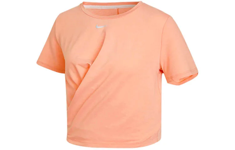 Nike Кроп-топ женский светло-коричневый с круглым вырезом