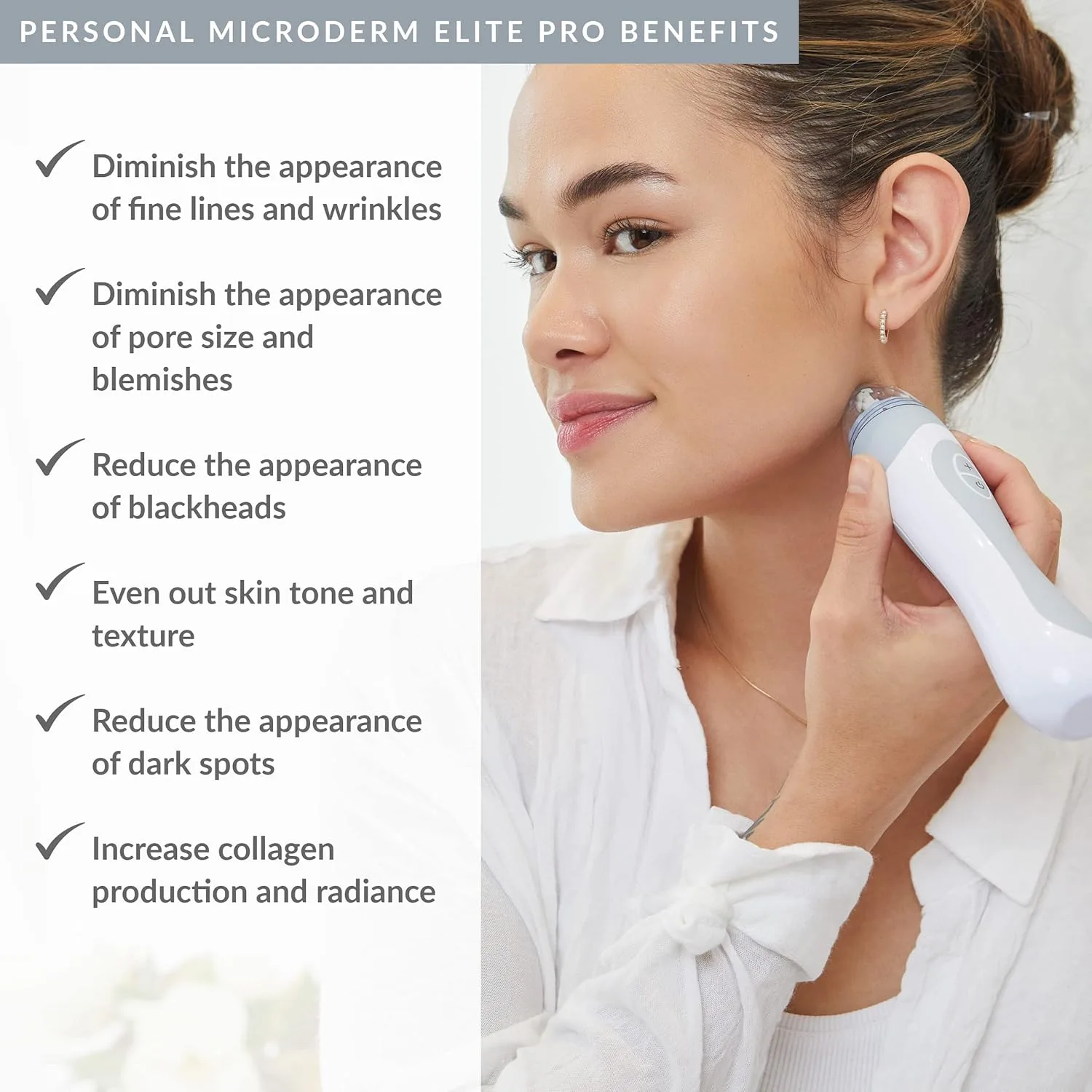 PMD Beauty Personal Microderm Elite Pro - Инструмент для микродермабразии лица и тела для домашнего использования., London Fog Grey + Large Kit — фото 2