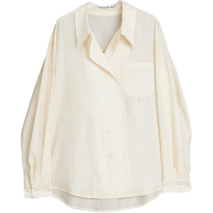 

ELLE Рубашка женская бежево-желтая с V-образным вырезом тонкая